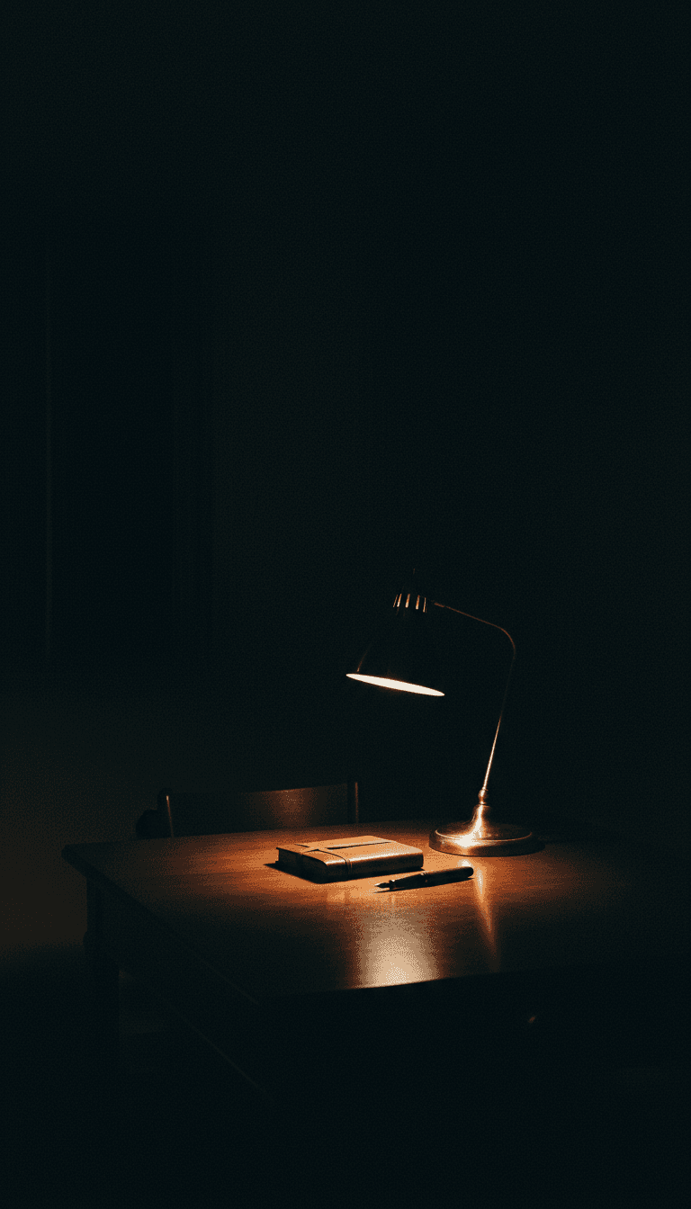 Desk lamp lighting empty workspace